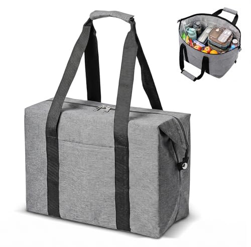 20L Bolsas Isotérmica Plegable Bolsa Térmica Grande Bolso Nevera Portátil Bolsa Termica Porta Alimentos para Playa Camping Picnic Viajes y ComprSWas Gris