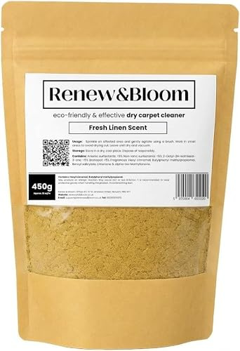 Dry Carpet Cleaner - Eco Carpet Cleaning - Eco Friendly & Vegan - Wool Safe - Renew & Bloom (450g - Fresh Linen)