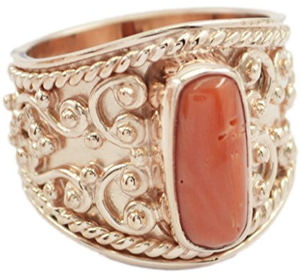 RIYO Fiera Corallo 925 Oro Rosa in Oro Rosa Progettista Anello Rosso 11