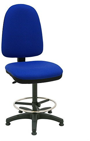 La Silla de Claudia Centrosilla Taburete Giratorio Oficina ergonómico Torino, con pies fijos (Tacos), Regulable en Altura y Profundidad, aro reposapiés Cromado Regulable - (Azul)