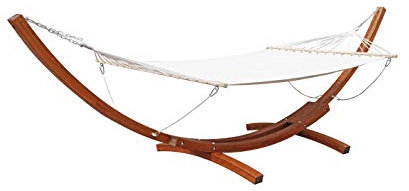 LINDER EXCLUSIV XXL Hängematte mit Holzgestell 415 x 119 x 125 cm Hängeliege Schaukelmatte