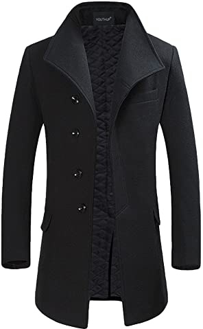 YOUTHUP Abrigo de Lana para Hombre Invierno Slim Fit Sobretudo Elegante | Abrigo largo de lana corte slim, tejido cálido, resistente al viento, ideal para ocasiones casuales y semiformales