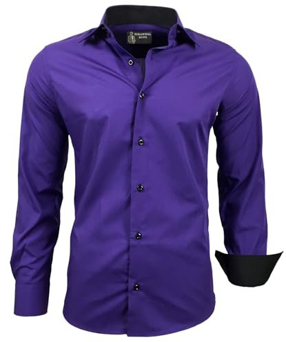Subliminal Mode Camicia a Maniche Lunghe da Uomo | vestibilità Classica | Comoda e Facile da Lavare | Ideale per L'Ufficio e Le Uscite Informali 444-5 | Viola S