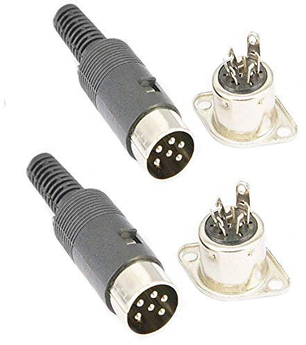 Prise mâle DIN à 6 Broches + Prise Femelle Montage sur Panneau Souder AV Connecteur à 6 Broches din Set de 2