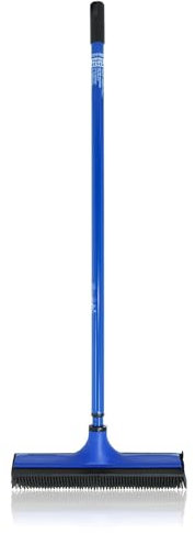 Das Blaue Wunder Vario-Besen (Blau) I Einfache Reinigung mit V-Borsten I Abwaschbar I Gummilippe I Teleskopstiel