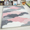 HomebyHome Kurzflor Kinderteppich für Jungen und Mädchen Wolke Design 160 cm Rund Rosa - Waschbarer Teppich Extra Weich und Antiallergen - Teppich für Kinderzimmer, Babyzimmer und Spielzimmer