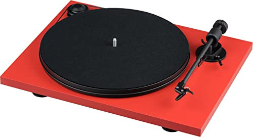 Lettore di dischi Pro-Ject Primary E OM NN - Qualità sonora pura e facilità d'uso, Plug & Play, bassa distorsione - estrema stabilità - Rosso