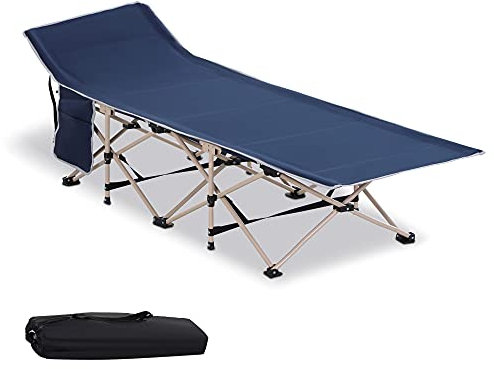 Outsunny Feldbett faltbar Campingbett mit Tragetasche 190 x 68 x 52 cm Campingliege bis 150 kg Gästebett für Erwachsene Klappbett für Indoor, Outdoor, Garten Camping Reisen Blau