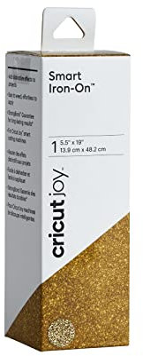 Cricut Joy Smart Glitter Iron On HTV Vinyl Roll for DIY Projects, Smooth and Matte Cutting, All Surfaces, Washable, HTV Stickers and Home Decor, Gold