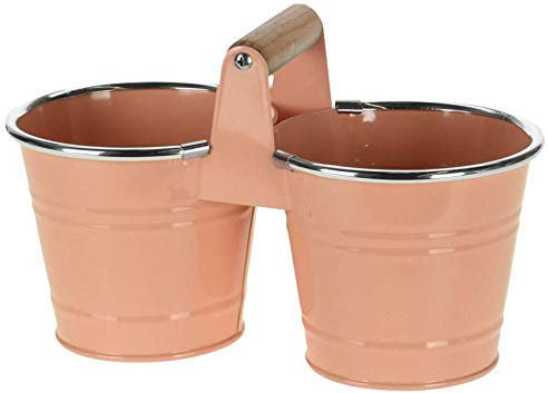 Rammento Petit Double Seau Plante Rétro Plante Plante Pot Fleur Plante Brillant Couleurs - Orange