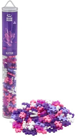 Plus-Plus 9604244 Kreativ-Bausteine Tube, Glitzer, Geniales Konstruktionsspielzeug, 100 Teile