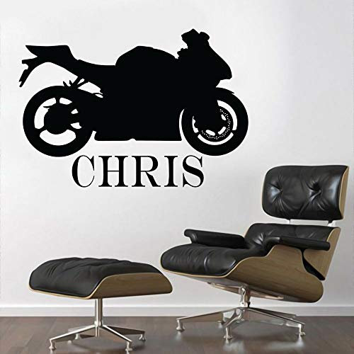 NSRJDSYT Nome Personalizzato Sport Bike Wall Decalcomania in Vinile Art Adesivo per Moto per la casa e la Decorazione del Garage del Motore Rimovibile 57x40cm
