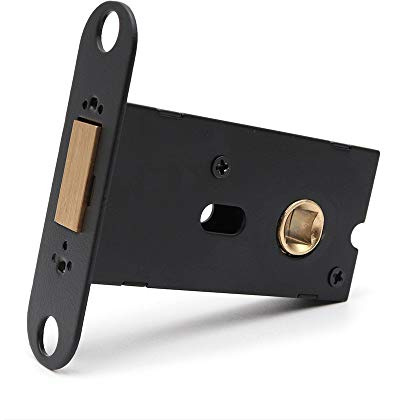 Door Tubular Mortice Latch, HATOOLHA® Door Latch Designed to be Used with Sprung Lever Door Handles (Black-55mm)