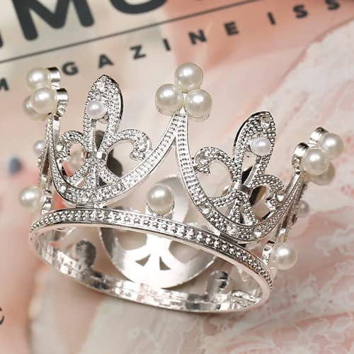 Mini-Krone, Torte, Topper, Diadem, kleine Cupcakes, Krone, für Babyparty, Geburtstag, Hochzeit, Weihnachten, Prinzessin, Thema, Party, Dekoration für Neugeborene, Foto (Silber)
