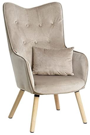 ESTEXO Fernsehsessel TV Sessel Lounge Relaxsessel Polstersessel Lesesessel Stoff Kissen Beige/Grau Samt