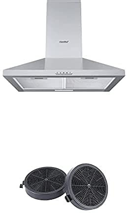 COMFEE' 60 cm Chimney Cooker Hood Stainless Steel Extractor Hood with LED and Recirculating & Ducting System Wall Mounted Range Hood with Recirculating Carbon Charcoal Filter CF04