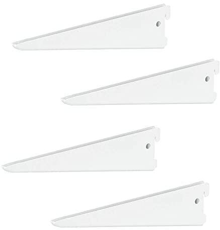 4 x siwitec U-Träger 370 x 50 mm in Weiss, Regalhalter für ein zweireihiges Regalschienensystem