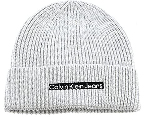Calvin Klein Institutional Patch BeanieCap Herren, Grey melé, Einheitsgre