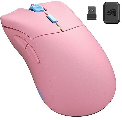 Glorious - Modelo D Forge, Mouse ergonómico, ratón inalámbrico Rosa para Juegos, 6 Botones programables, 80 Horas de duración de la batería, Sensor de 19 K, Peso superligero de 58 g, Recargable,