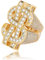 Kristall-Dollarzeichen-Ring für Männer,Iced Out Zirkonia US-Dollar-Ring, Hip-Hop-Dollar-Symbol-Ring, Punk Rock Ring für Rapper, Dollar Geld Amulett Ring, Dollar Andenken Schmuck Geschenk (18.1, Gold)
