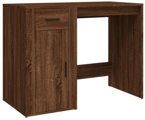 vidaXL Schreibtisch, Computertisch mit viel Stauraum, Bürotisch für Schlafzimmer Wohnzimmer Büro, Laptoptisch PC Tisch, Braun Eichen-Optik Holzwerkstoff