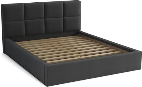 bonni Polsterbett Alaska 140x200cm Bett mit Lattenrost Doppelbett mit Bettkasten Bettgestell Holzbett Stauraumbett (Graphit)
