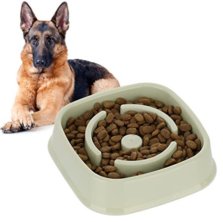 Relaxdays Slow Feeder Bowl, Anti Gulping, Food for Dogs, 800 ml, Eat Slowly, Dishwasher Safe, Spiral, Green