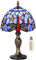 MIAOKE Tiffany Style Tischlampe, VintageTischlampe Handcraft Glasmalerei Lampenschirm Tischlampen für Schlafzimmer Nachttischlampe Arbeitszimmer Office (Blaue Libelle)