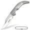 Omesio coltello pieghevole mini 8,5 cm piccolo coltello da tasca a due mani portachiavi coltello a due mani outdoor affilato (argento) ideale per il campeggio e la caccia