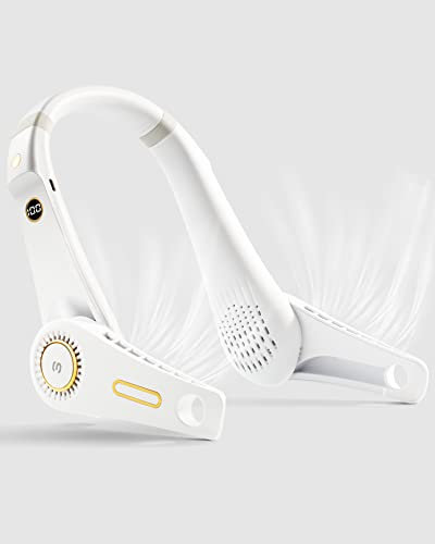 ESSAGER Tragbarer Nackenventilator, über USB Wiederaufladbarer Leiser Ventilator, Drehbarer Flügelloser Ventilator, 5 Geschwindigkeiten und LED-Anzeige für Büro, Reisen, Outdoor, Sport