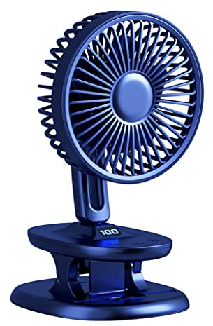 5 Ventiladores portátiles de mesa con clip de 120° cabeza oscilante arriba/abajo ajustable LED indicador temporizador ajuste apagado automático 4000 mAh Li-on batería de 5 velocidades (Gem)