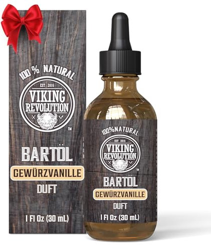 Viking Revolution - Aceite Para Barba - Completamente Natural Con Aceite Organico De Argan Y Jojoba - Suaviza Y Fortalece La Barba Y El Bigote - Aceite Hombre - Vainilla Especiada - 30 ml