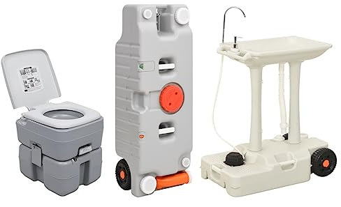Festnight Tragbare Campingtoilette mit Waschbecken und Wasserbehälter,Waschbecken Camping,Mobiles Waschbecken Camping-Toilette für Campingausflüge, Wohnmobilreisen, Baustellen, Food-Events