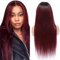 TQPQHQT Perücke Damen Perücke Echthaar Glueless Wig Human Hair Perücke Rot 4x4 Lace Closure Wig Burgundy Wig 1B99J Omber Straight Wig Unprocessed Peruvian Virgin Human Hair Wig 28 Inch
