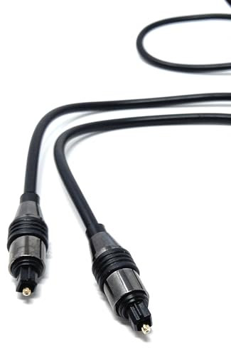 DRUT 2.5m Digital Optical Audio Toslink Cable, Compatible with TV, Soundbar, Game Console, DVD Player, PC 8ft Black