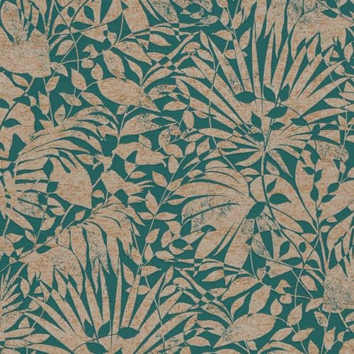 BRICOFLOR Palmen Tapete aus Vlies modern Tropical Vliestapete in Dunkelgrün Gold ideal für Wohnzimmer und Schlafzimmer