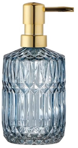 YunNasi Distributeurs de Savon Liquide Rechargeable en Verre pour Détergent à Vaisselle, Lotion de Shampoing, Comptoir de Salle de Bain, Cuisine, Buanderie (Bleu)