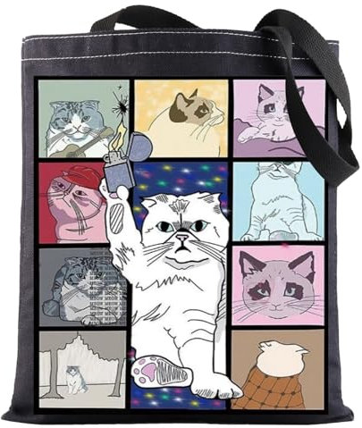 BWWKTOP Cat Tour Tote Bag Sänger Konzert inspirierte Geschenke Sänger Konzert Tour Geschenke Musik inspirierte Umhängetasche, Cat Tour Bl, Medium