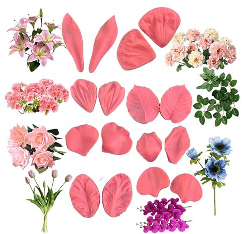 Fnjuucw Molde de pétalos de flores, moldes de silicona 3D para decoración de pasteles, decoración de cupcakes, arcilla polimérica, pasta de goma, rosa