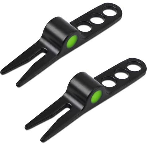 NQEUEPN 2 Pcs Golf Divot Tools, Black Golf Divot Repair Fork Portable Lightweight Golf Pitch Fork Golf Ball Accessory for Golf Divot Tools, On-Course Accessories