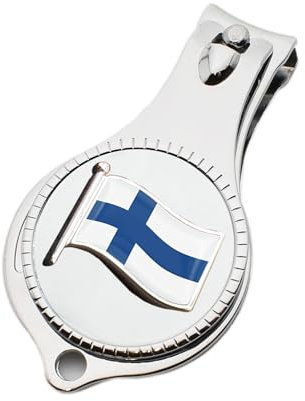 Flag of Finland Design Pocket Metal Nail Clipper and Bottle Opener with Personalised Engraved Message, Presented in a Velvet Pouch