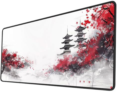 Gaming Tapis de Souris XXL 1000x400x3mm Tapis Souris Peinture à l'encre Blanche Tapis de Souris Gaming Accessoire avec Base Caoutchouc Antidérapant Surface, Imperméable Tapis Bureau, décorer Chambre