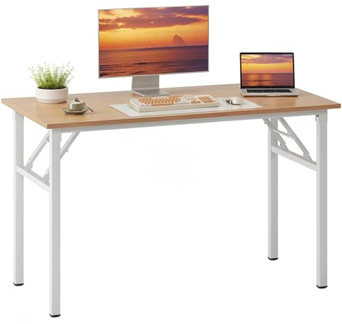 AuraCraft Klapptisch,Schreibtisch,Computertisch PC Tisch,Schreibtisch klein,Kleiner Klapptisch,Bürotisch Schreibtisch Holz Officetisch (Eiche-Weiß, 100x60CM)