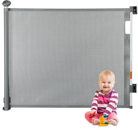 Relaxdays Barrière de sécurité extensible Treppenschutzgitter ausziehbar, Öffnungsbreite 70-180 cm, Wandmontage, Kinder & Hunde, Türschutzrollo, grau, Kunststoff