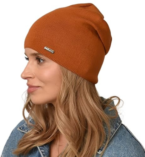 Alur Mütze Damen Beanie Wintermütze Strickmütze - Warme Elastisch Elegant Winter Mütze EKO - Weiches Garn Stilvoll Universell Warm (Ziegel)
