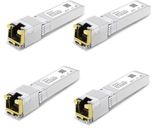 SFP+ auf RJ45 10GBase-T Modul, 1,25G/2,5G/5G/10G Kupfer SFP auf Ethernet Netzwerk-Transceiver für Cisco SFP-10G-T-S, Ubiquiti UniFi UF-RJ45-10G, Meraki, Supermicro und mehr, bis zu 30 m, 4 Stück