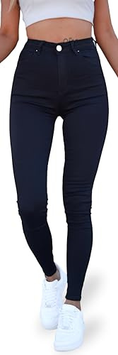 OWOS Skinny High Waist Damen Jeans – Lange, Slim Fit, Denim Stretch, Schwarze Hose für Damen – Bauchweg Jeans – High Waist – Röhrenjeans – Coole Damenhose