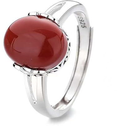 DLAZUM Ring aus 925er Sterlingsilber mit rotem Achat für Damen, chinesischer Stil, glückverheißender Ring, Glücksbringer, Schmuck, Geschenke für Ehefrau, Mutter, Oma