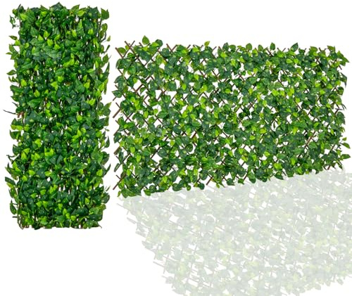 RELAX4LIFE Mur Végétal Artificiel en Eucalyptus180x90cm, Clôture Extensible pour Toile de Fond-Décoration Murale, Haie Artificielle Intérieur Extérieur (Vert-52 Branches)