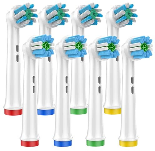 Aufhellende & Polierende Aufsteckbürste für OralB - Ersatzbürstenköpfe mit Aufhellender & Polierender Funktion und Mehrwinkelreinigung, Kompatibel mit gängigen OralB Elektrozahnbürste (8 Stück)